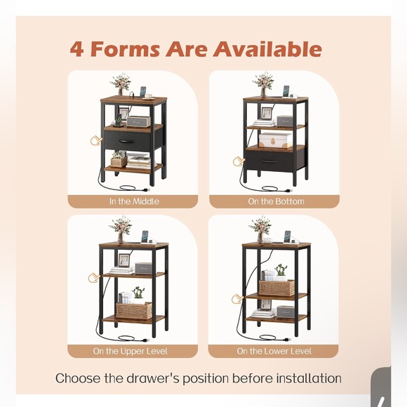 Black and Brown Storage Shelf with Drawer - Picture 3 of 4